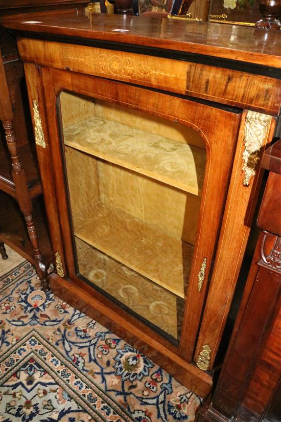 Mid Victorian ormolu mounted walnut glazed pier cabinet